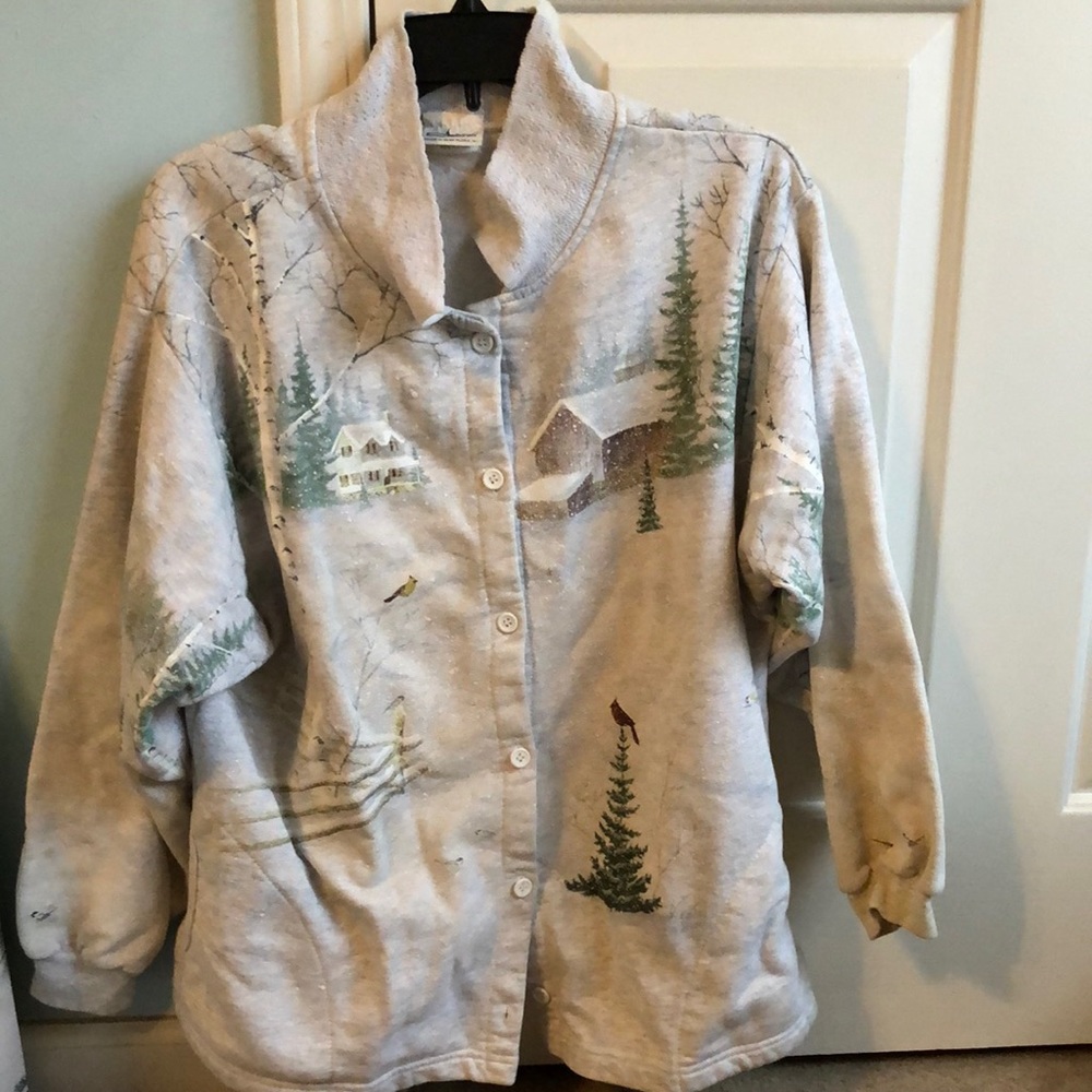 Winter long sleeved sweater. Probably a large.   Artisans Sunchein design.